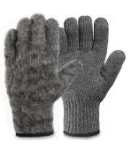 Двойные шерстяные перчатки (70% шерсть + 30% акрил) с внутренним начесом, 7.5 класс, серые